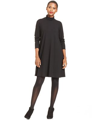 Eileen Fisher Turtleneck A-Line Dress - Dresses - Women - Macy's