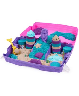 Mermaid Palace Playset, Shimmer Play Sand-Reusable Folding Sandbox & Tools