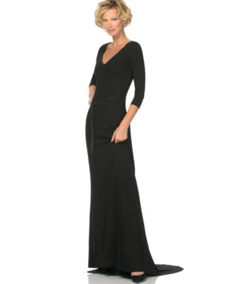 Calvin Klein V-Neck Long Dress With Train