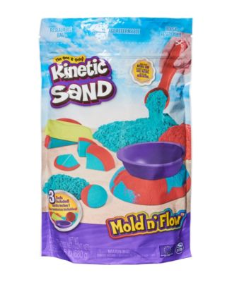 Kinetic Sand Mold N' Flow, 1.5 Red and Teal Play Sand, 3 Tools Sensory Toys for Kids Ages 3 Plus