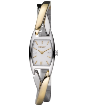 UPC 674188187329 product image for DKNY Women's Crosby Two-Tone Stainless Steel Crossover Half-Bangle Bracelet Watc | upcitemdb.com