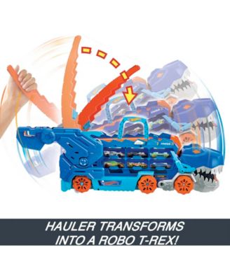 Hot Wheels City Ultimate Hauler, Transforms Into A T-Rex with Race Track, Stores 20 Plus Cars image number null