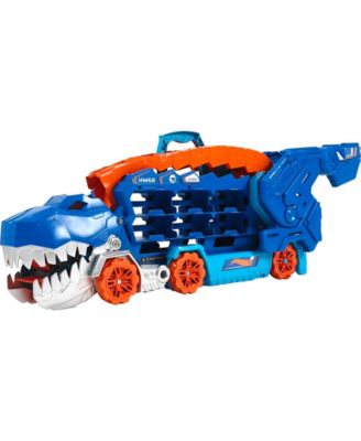 Hot Wheels City Ultimate Hauler, Transforms Into A T-Rex with Race Track, Stores 20 Plus Cars