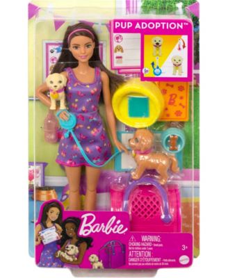 Barbie Doll and Accessories Pup Adoption Playset with Doll, 2 Puppies and Color-Change image number null
