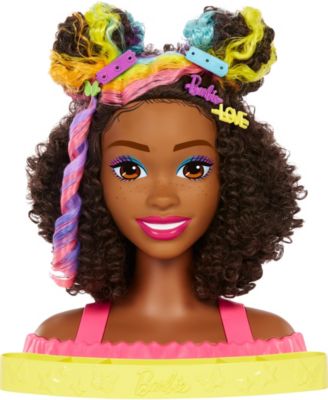 Barbie Deluxe Styling Head, Barbie Totally Hair, Curly Brown Rainbow Hair