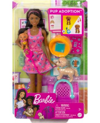 Barbie Doll and Accessories Pup Adoption Playset with Doll, 2 Puppies and Color-Change image number null