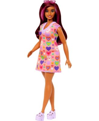 Barbie Fashionistas Doll 207 With Pink-Streaked Hair and Heart Dress