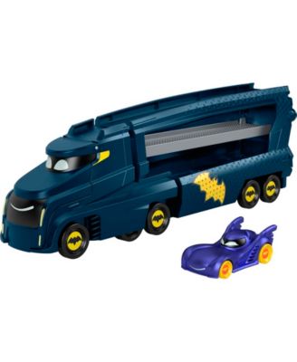 BatWheels Fisher-Price DC Toy Hauler and Car, Bat-Big Rig with Ramp and Vehicle Storage
