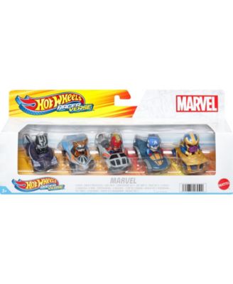 Hot Wheels RacerVerse, Set of 5 Die-Cast Hot Wheels Cars with Marvel Characters as Drivers