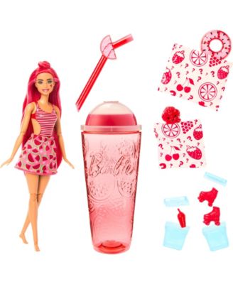 Barbie Pop Reveal Fruit Series Watermelon Crush Doll, 8 Surprises Include Pet, Slime, Scent & Color Change image number null