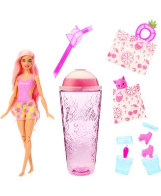 Barbie Pop Reveal Fruit Series Strawberry Lemonade Doll, 8 Surprises Include Pet, Slime, Scent & Color Change image number null