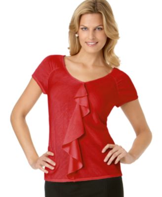 Alfani Cap-Sleeve Ruffled Sweater