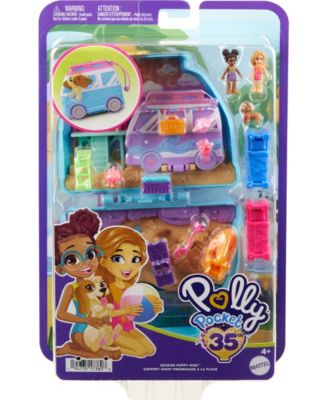Polly Pocket Dolls and Playset, Travel Toys, Seaside Puppy Ride Compact image number null