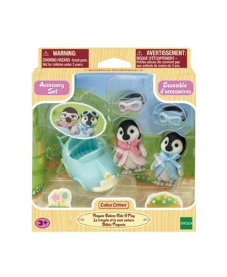 Calico Critters Penguin Babies Ride 'N Play, Set of 2 Collectable Doll Figures with Pushcart Accessory image number null