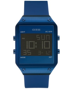 Guess Men's Digital Blue Silicone Strap Watch 55mm U0595G2