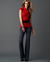 INC International Concepts® Ribbed Cowl-Neck Top & Stretch Wide-Leg Jeans