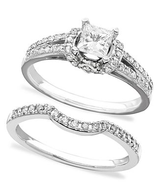 Macywedding Rings on Engagement Ring And Wedding Band  14k White Gold Diamond Bridal Set  3