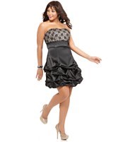 Ruby Rox Plus Size Prom Dress, Strapless Lace Ruffled Empire Ruby Rox Plus Size Prom Dress, Strapless Lace Ruffled Empire
