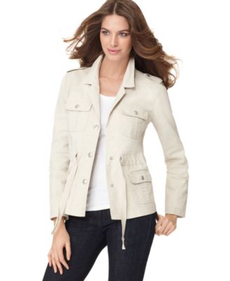 BandolinoBlu Jacket, Long Sleeve Drawstring Waist Military