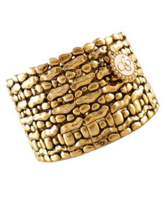 Jessica Simpson Bracelet, Antique Gold Tone Stretch Cuff