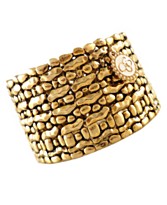 Jessica Simpson Bracelet, Antique Gold Tone Stretch Cuff