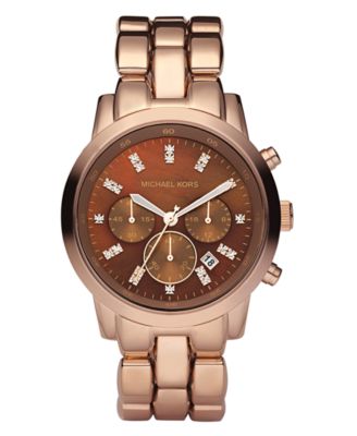 Michael Kors Watch, Women's Rose Gold Plated Stainless Steel Bracelet 43mm MK5415