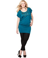 Soprano Plus Size Dress, Butterfly Sleeve Studded Banded Bottom Soprano Plus Size Dress, Butterfly Sleeve Studded Banded Bottom
