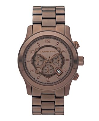  Watches Macy on Michael Kors Watch  Men S Chronograph Runway Brown Plated Stainless