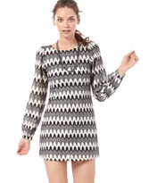 XOXO Dress, Scoop Neck Long Sleeve Zigzag Striped Mini