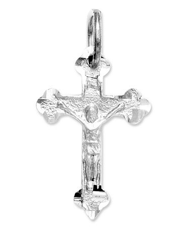 14k White Gold Charm, Crucifix Charm