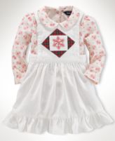 Ralph Lauren Baby Set, Baby Girls Floral Bodysuit and Patchwork Jumper Dress