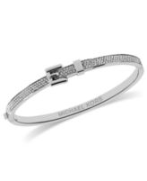 Michael Kors Bracelet, Silver-Tone Glass Pave Buckle Bangle Bracelet