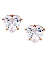 Juicy Couture Earrings, Rose Gold-Tone Cubic Zirconia Heart Stud Earrings (4-1/2 ct. t.w.)