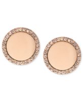 Michael Kors Earrings, Rose Gold-Tone Slice Crystal Pave Stud Earrings