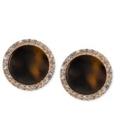 Michael Kors Earrings, Rose Gold-Tone Tortoise Slice Crystal Pave Stud Earrings