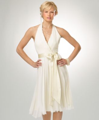 A.B.S. by Allen Schwartz Chiffon Halter Dress with Satin Tie