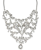 Betsey Johnson Silver-Tone Crystal Bib Frontal Necklace Betsey Johnson Silver-Tone Crystal Bib Frontal Necklace