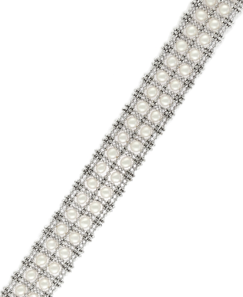 Pearl Lace by Effy Cultured Freshwater Pearl Two-Row Tennis Bracelet in Sterling Silver (3-1/2mm)