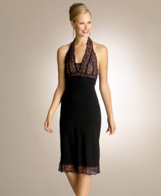 Nicole Miller Lace-Bodice Halter Dress