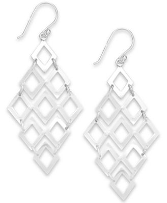 Studio Silver Diamond-Shaped Chandelier Earrings in Sterling Silver