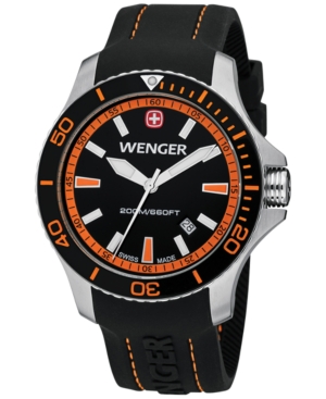 UPC 029621000107 product image for Wenger Men's Swiss Sea Force Black Silicone Rubber Strap Watch 43mm 0641.102 | upcitemdb.com