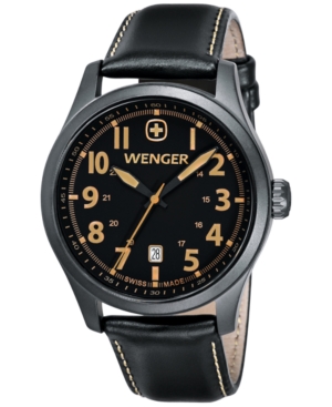 Wenger Men's Swiss Terragraph Brown Leather Strap Watch 43mm