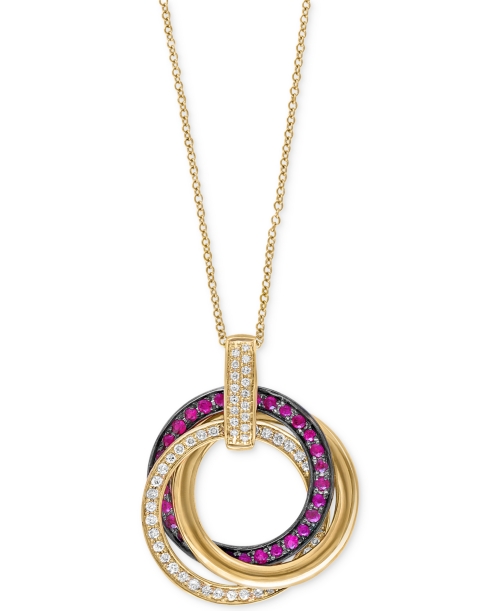 Ruby Royale by Effy Ruby (1/3 ct. t.w.) and Diamond (1/4 ct. t.w.) Pendant Necklace in 14k Gold