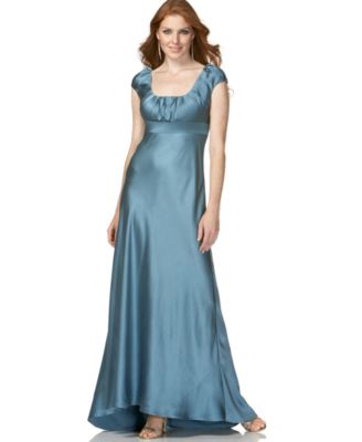 cap sleeve long silk dress