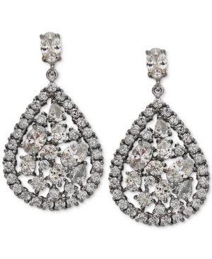 UPC 639268033408 product image for Nina Silver-Tone Crystal Cluster Teardrop Pave Drop Earrings | upcitemdb.com