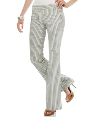 BCBGMAXAZRIA Indigo-Striped Carla Slim Flare Pant