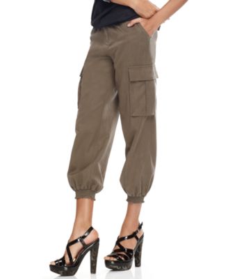 INC International Concepts Pants, Smocked Hem Cropped Cargo
