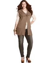 American Rag Plus Size Sweater, Single Button Vest American Rag Plus Size Sweater, Single Button Vest