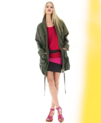 Irina Shabayeva for INC International Concepts Long Sleeve Utility Pocket Anorak Jacket, Slouchy Pocket Tee & Colorblocked Bandage Mini Skirt