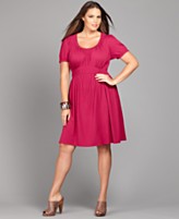 INC International Concepts Plus Size Dress, Short Sleeve Ruched Empire INC International Concepts Plus Size Dress, Short Sleeve Ruched Empire